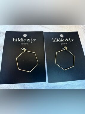 BOGO - Set of Two Hildie and Jo Gold-toned Hexagon Pendants